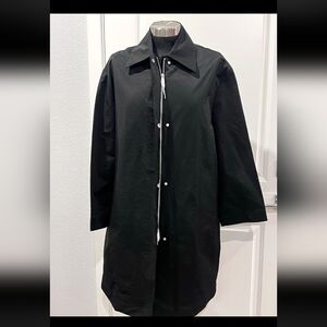 Zara Water Repellent Long Sleeve Pockets Black Trench Coat Jacket Size M